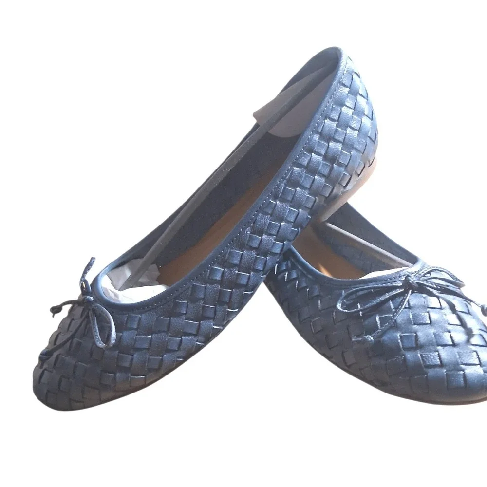Bed Stu ROAN Woven Leather Buisness Women's size 9.5 Balletcore Bow‎ Casual Flat